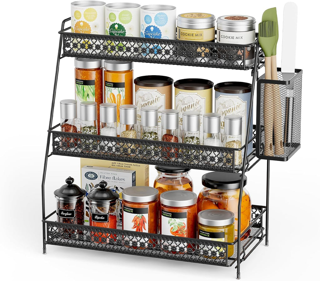 SILUB - Organizador vintage de 3 niveles para encimera de cocina, b...