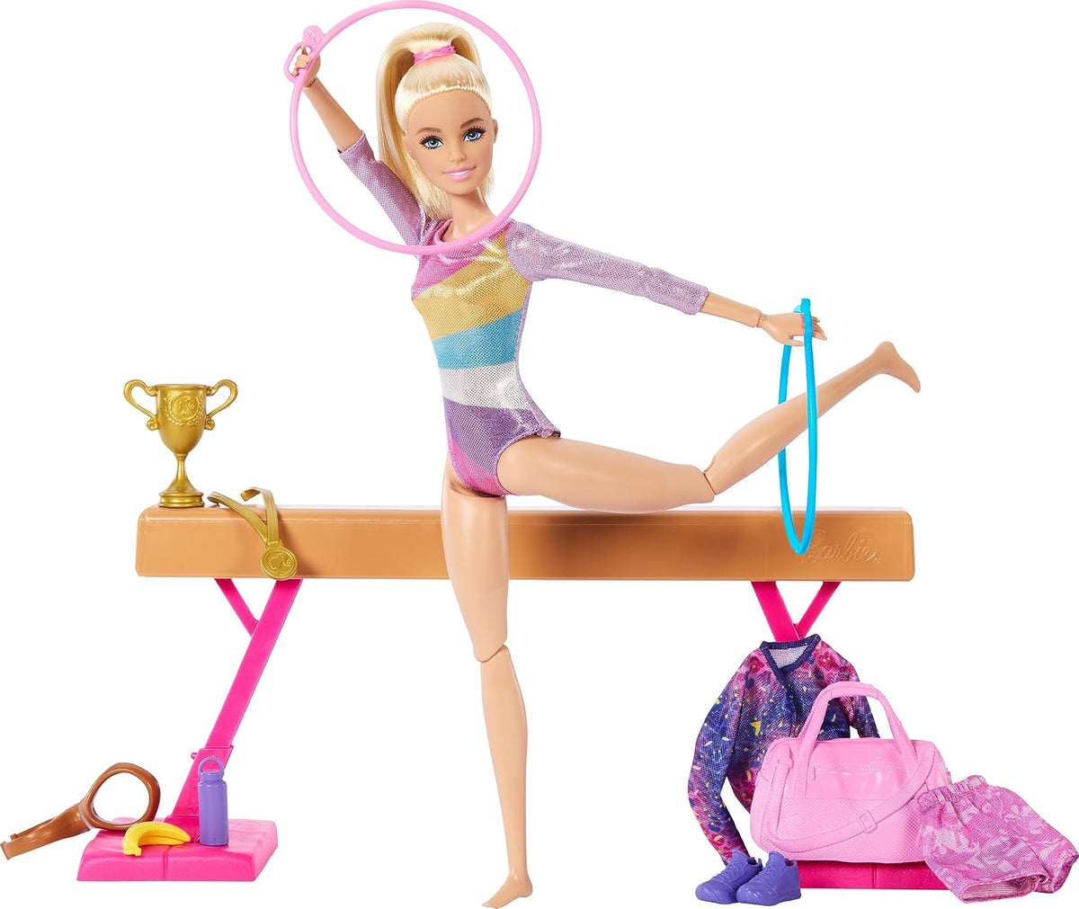 Barbie Gimnasia Muñeca y Accesorios Playset | Muñeca rubia de moda,...
