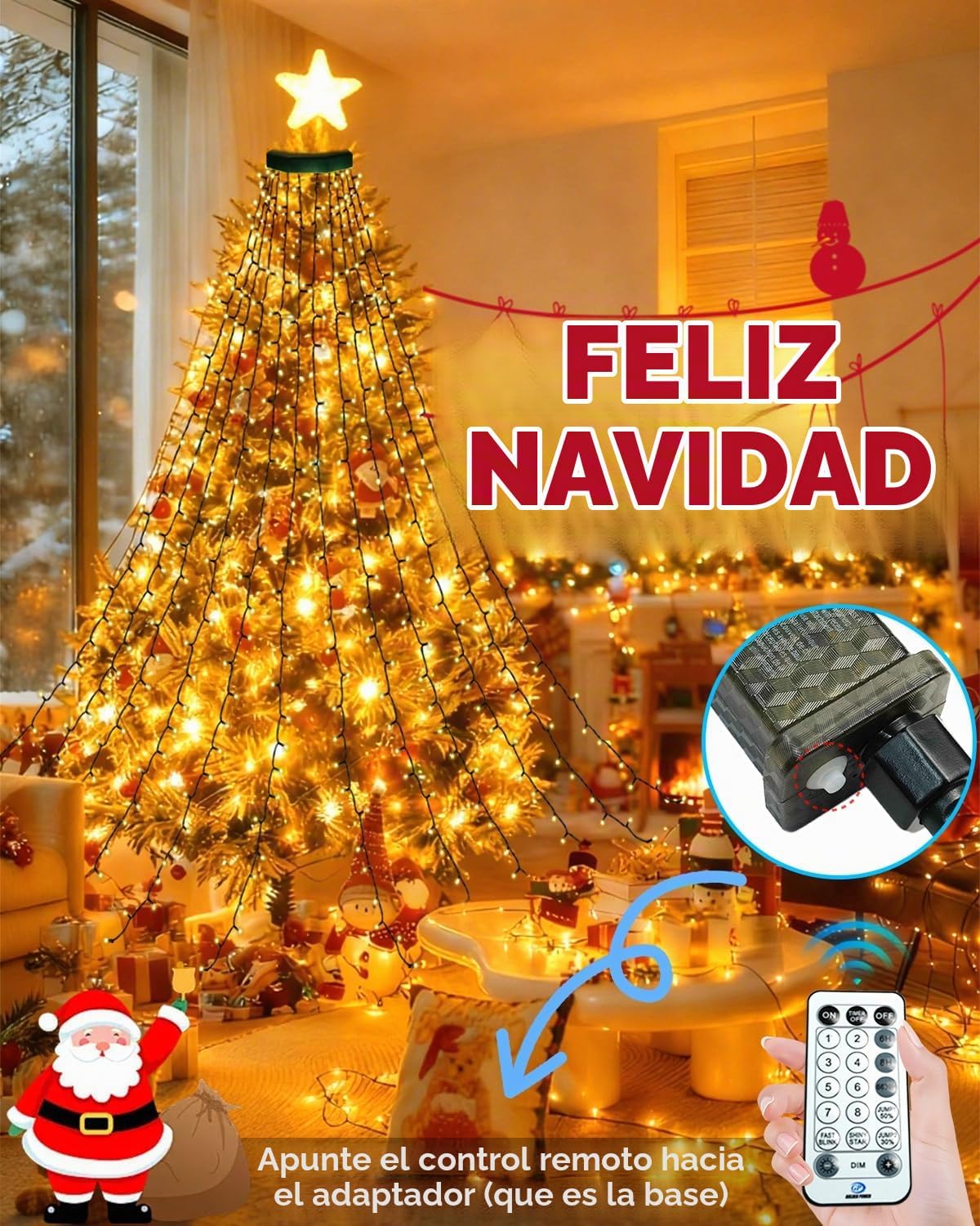 Luces de árbol de Navidad para interiores con control de voz y cont...
