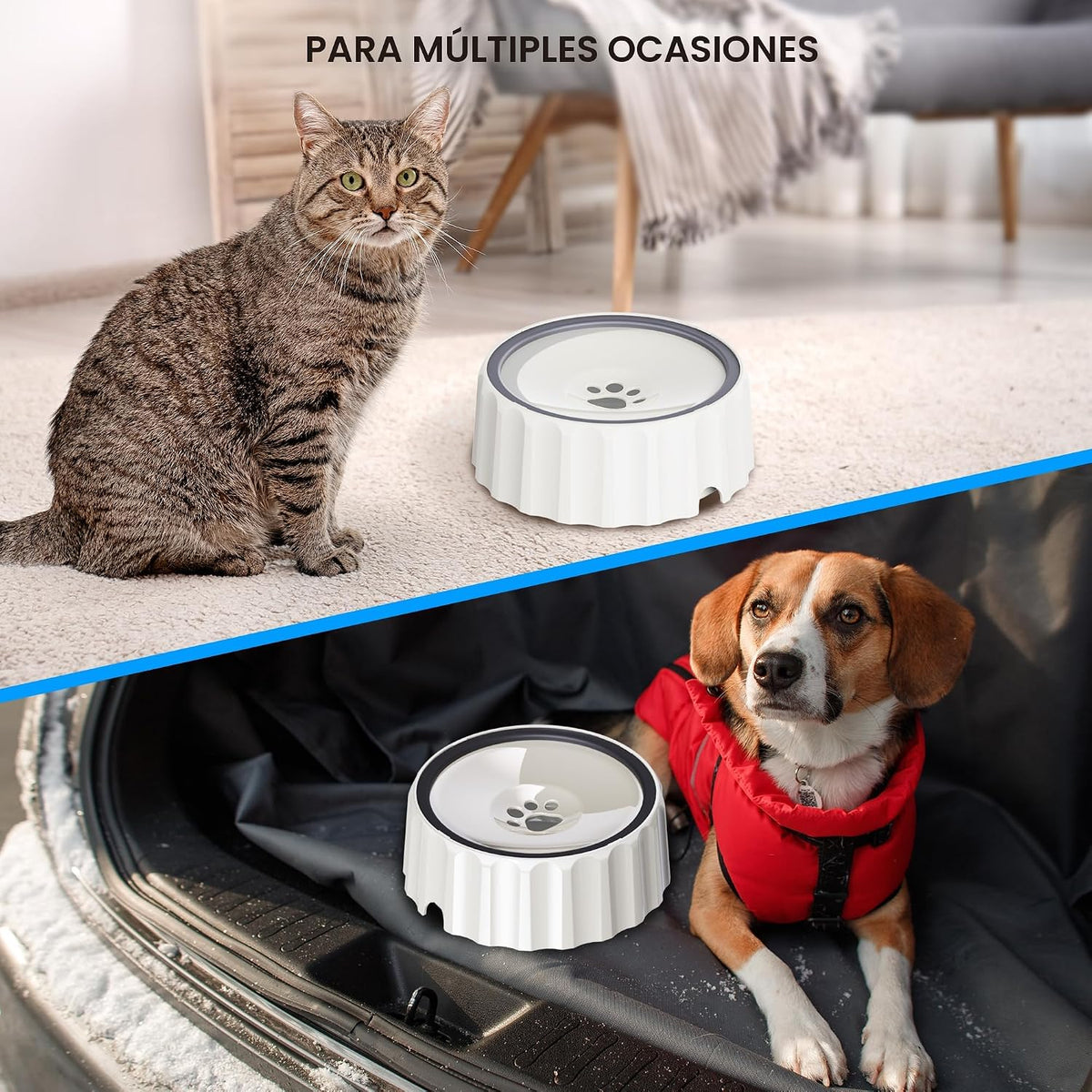FORWH Tazón de agua para perro sin derrames 70oz\/2L Dispensador de...
