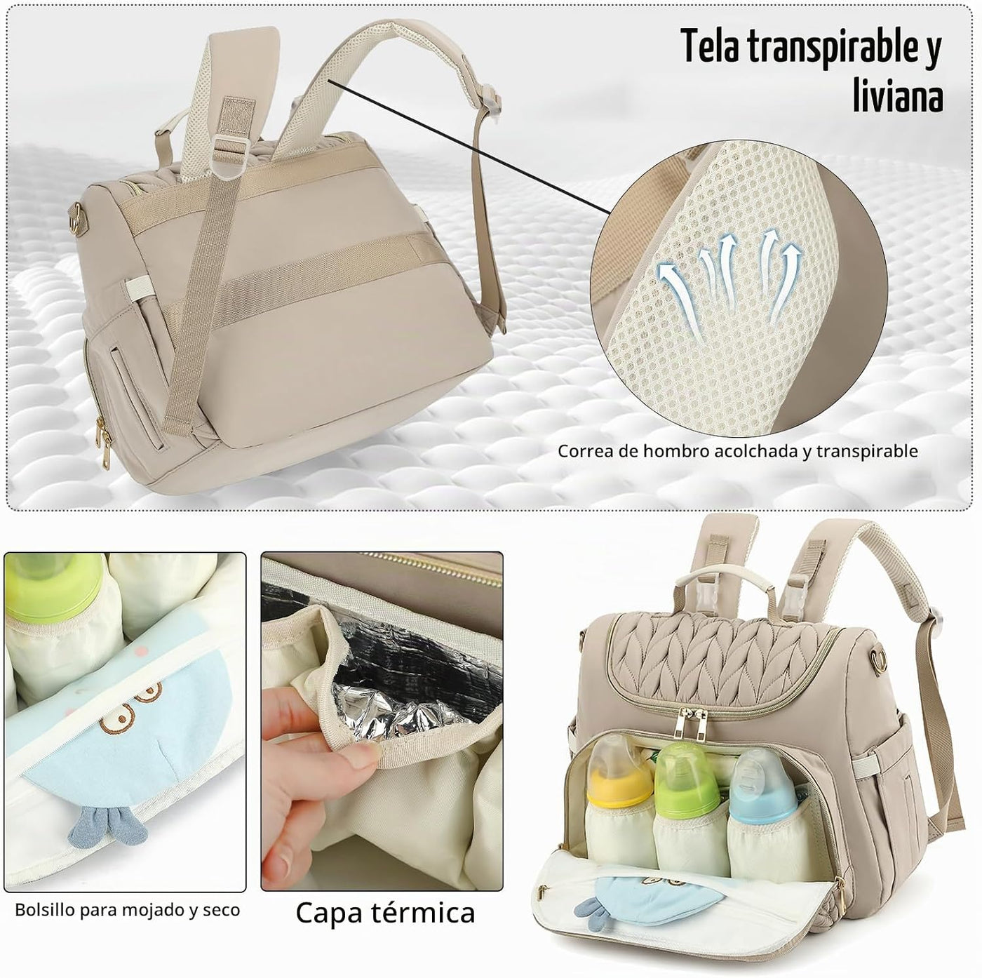Bevkois Mochila pequeña para pañales acolchada, mini bolsa cruzada...