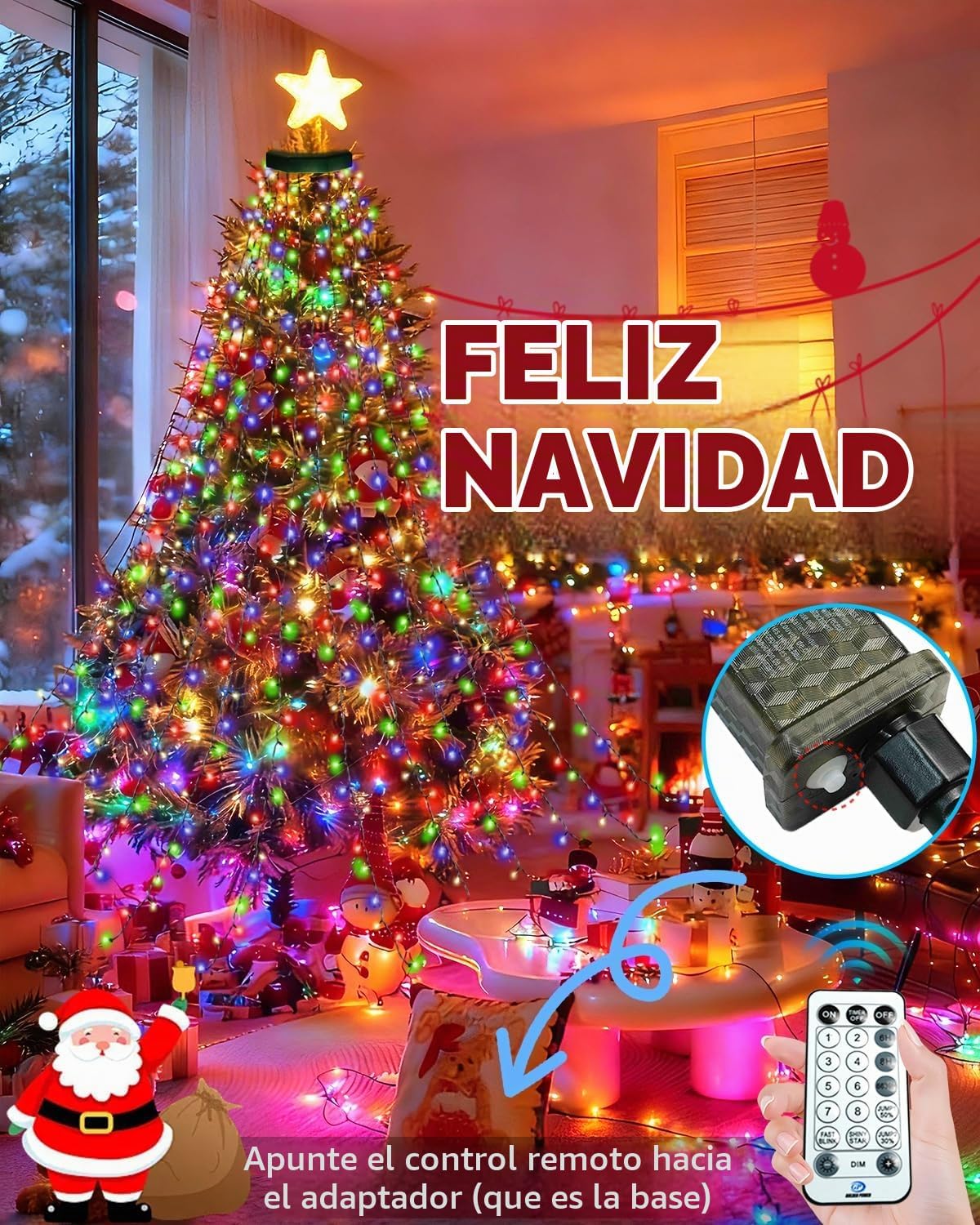 Luces para árbol de Navidad para interiores con control de voz y co...