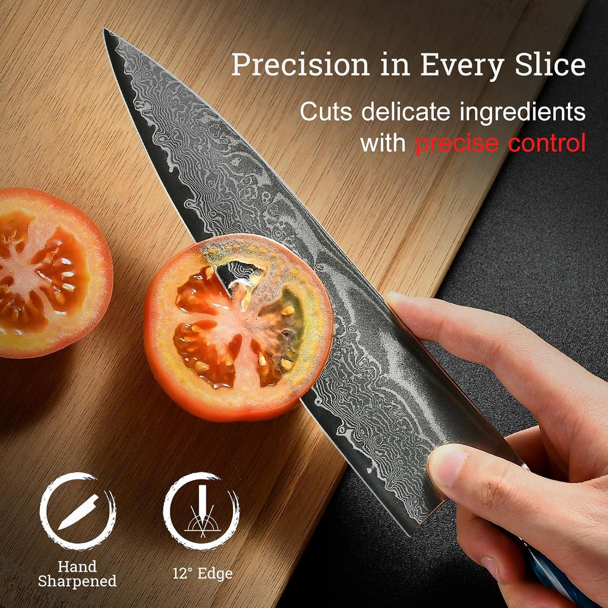 Cuchillo de Chef Japonés, Cuchillo de Cocina Damasco de 8 Pulgadas...