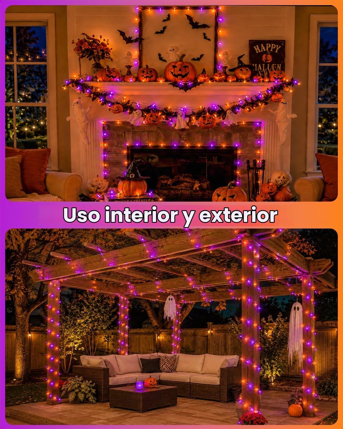 Guirnalda de 200 luces LED conectables, luces de Navidad de 66 pies...