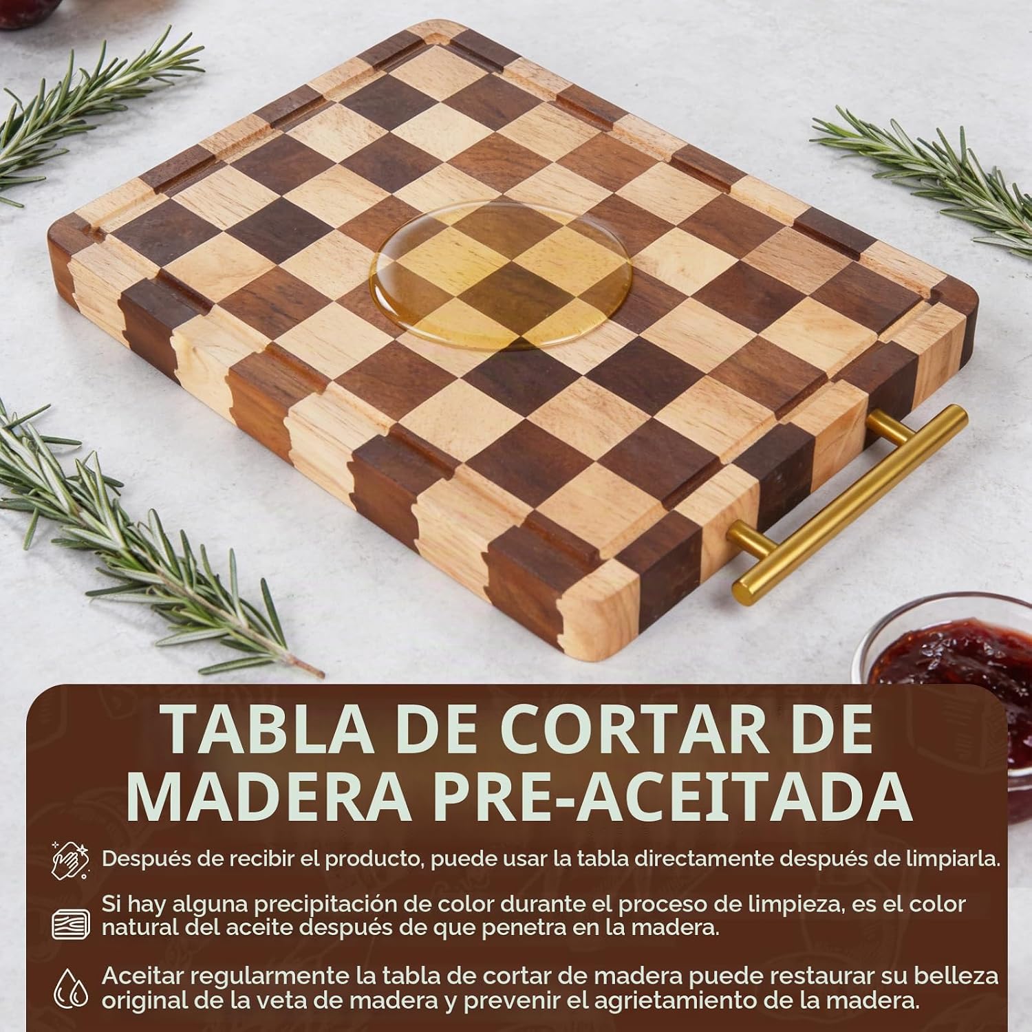 MERPTSK Tabla de cortar a cuadros para cocina, bloque de carnicero...