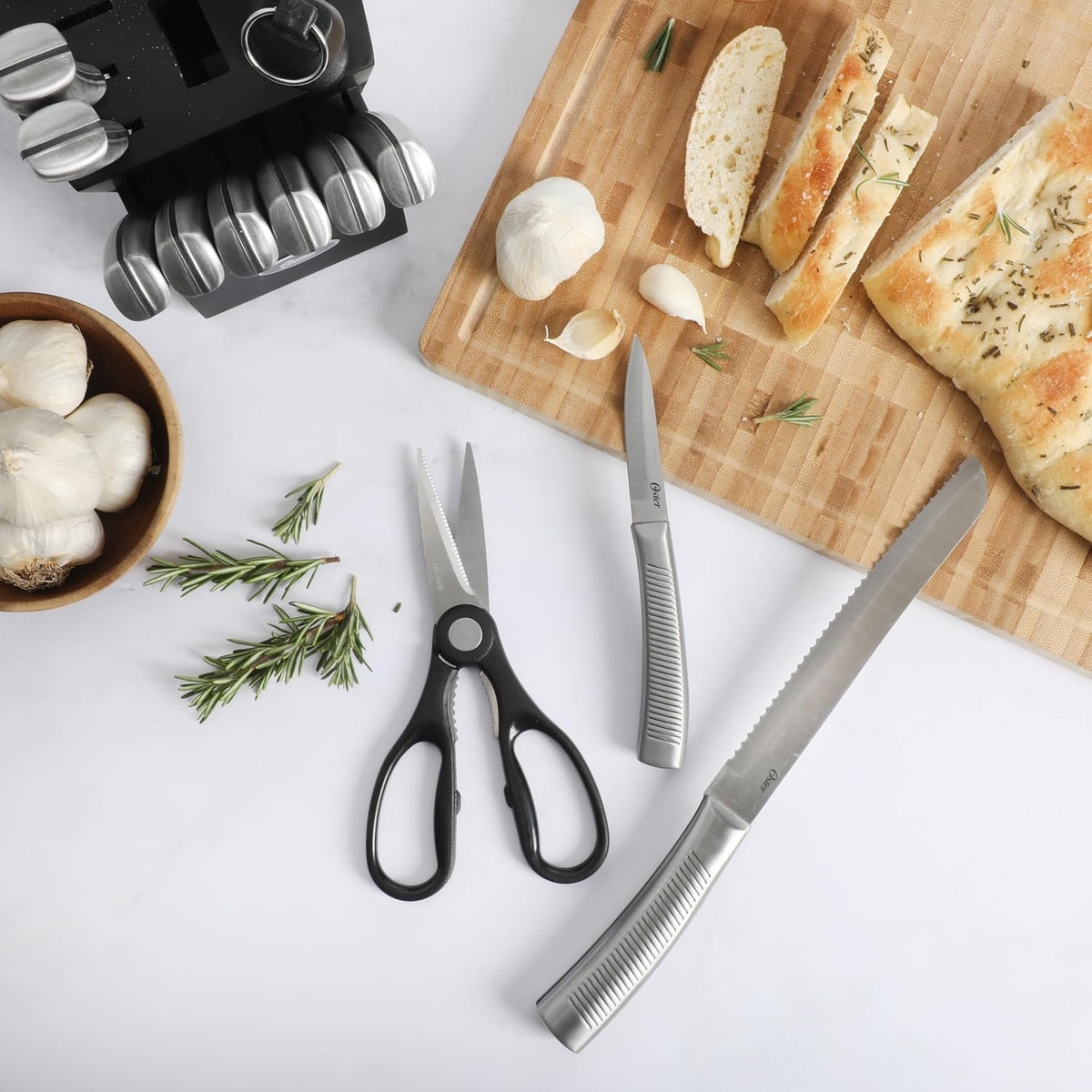 Oster Eddington Juego de 16 cuchillos de cocina de acero inoxidable...