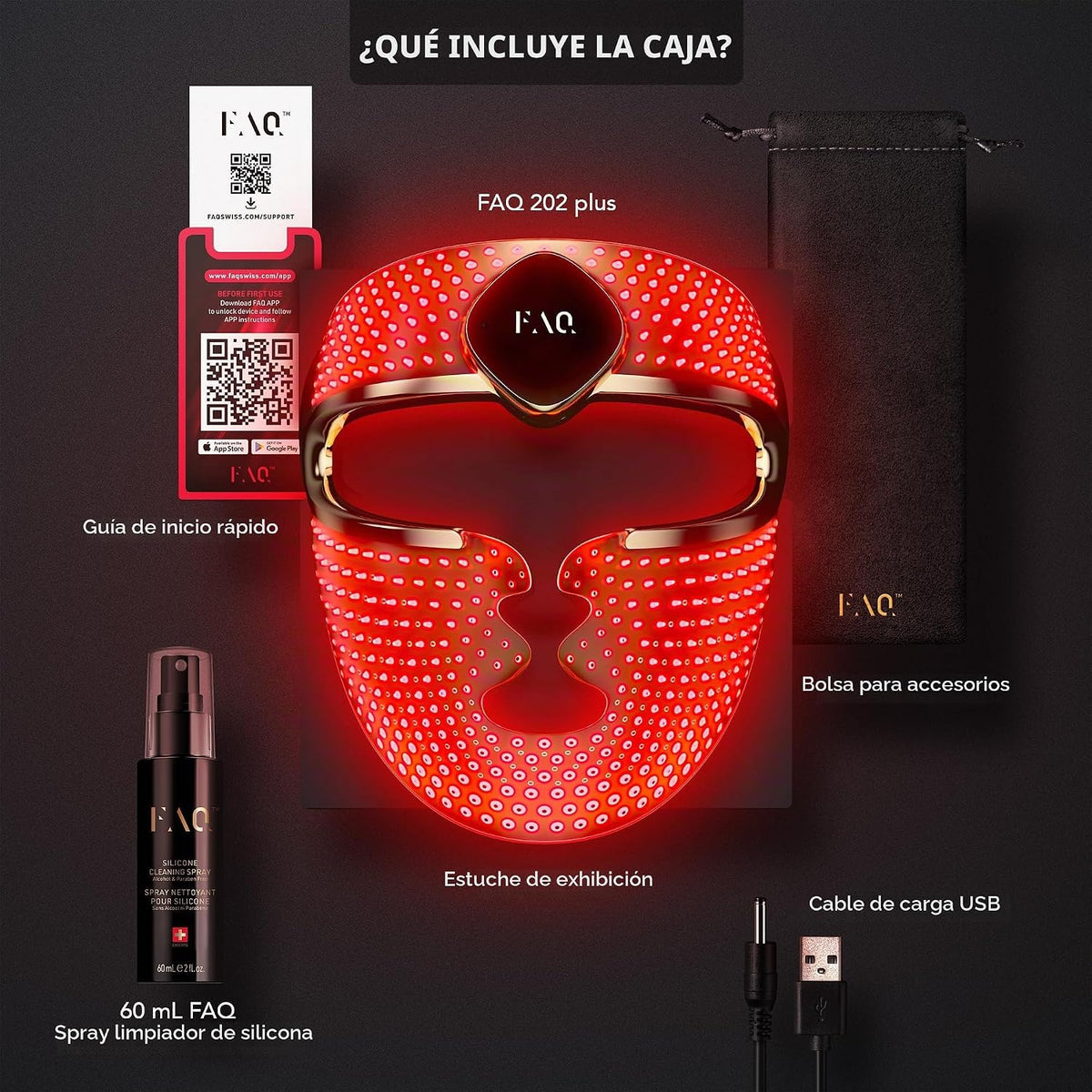 FAQ 202 Plus Advanced 8-Color LED Mascarilla - Dispositivo para el...