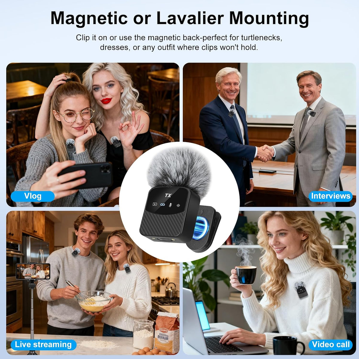 YUANRAN Mini micrófono Lavalier inalámbrico para iPhone/Android/tab...
