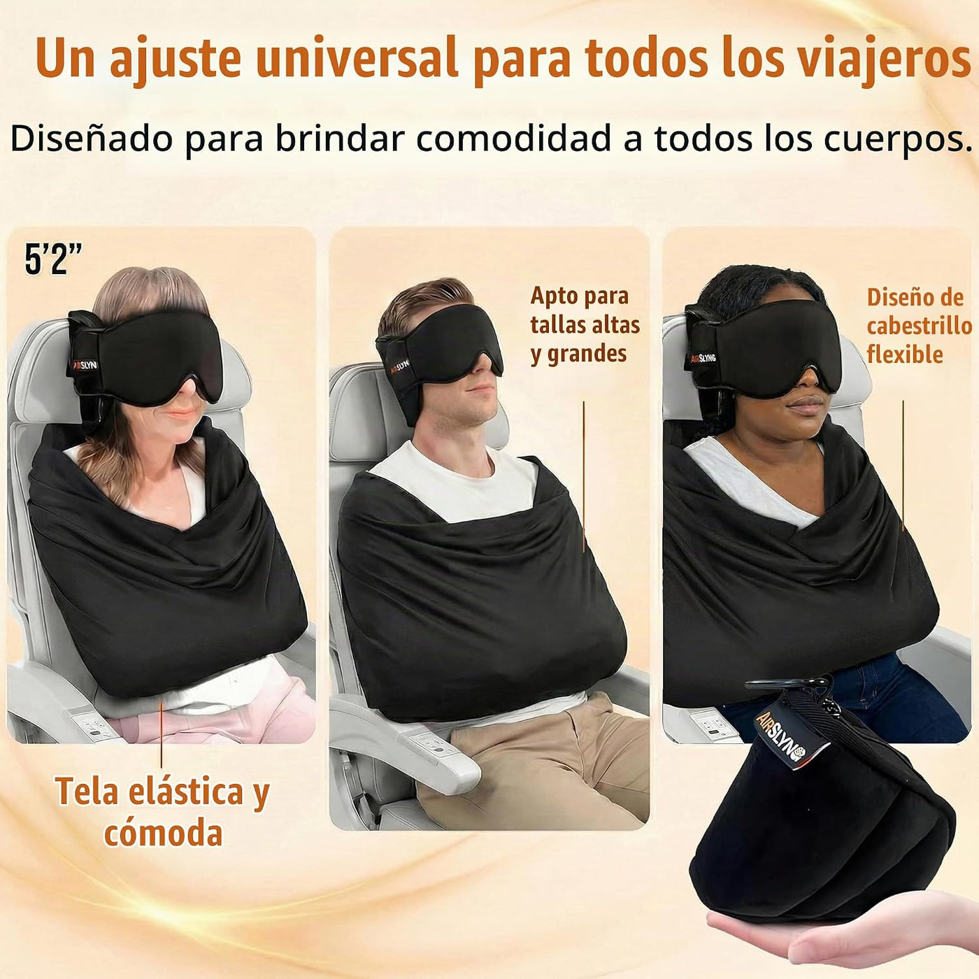 Sistema de apoyo para dormir de avión 3 en 1, paquete de 2 accesori...