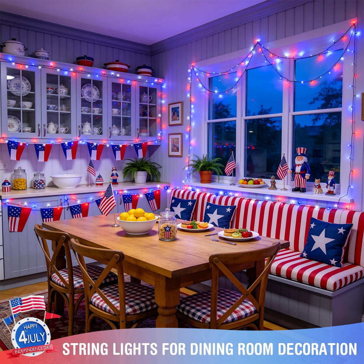 JMEXSUSS 250 luces LED rojas, blancas y azules para decoraciones de...