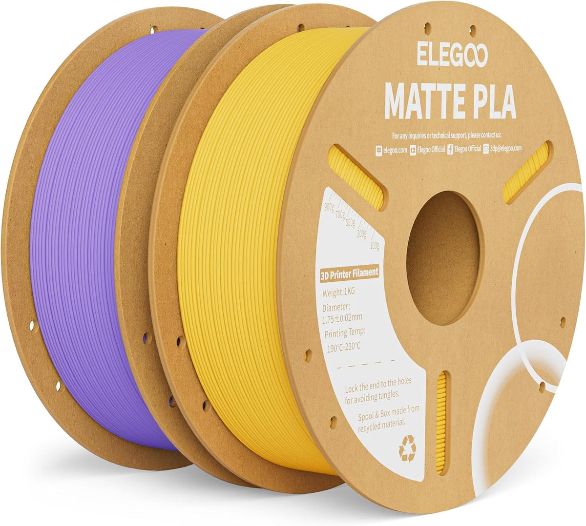 ELEGOO Filamento de impresora 3D PLA mate lavanda púrpura\/amarillo...