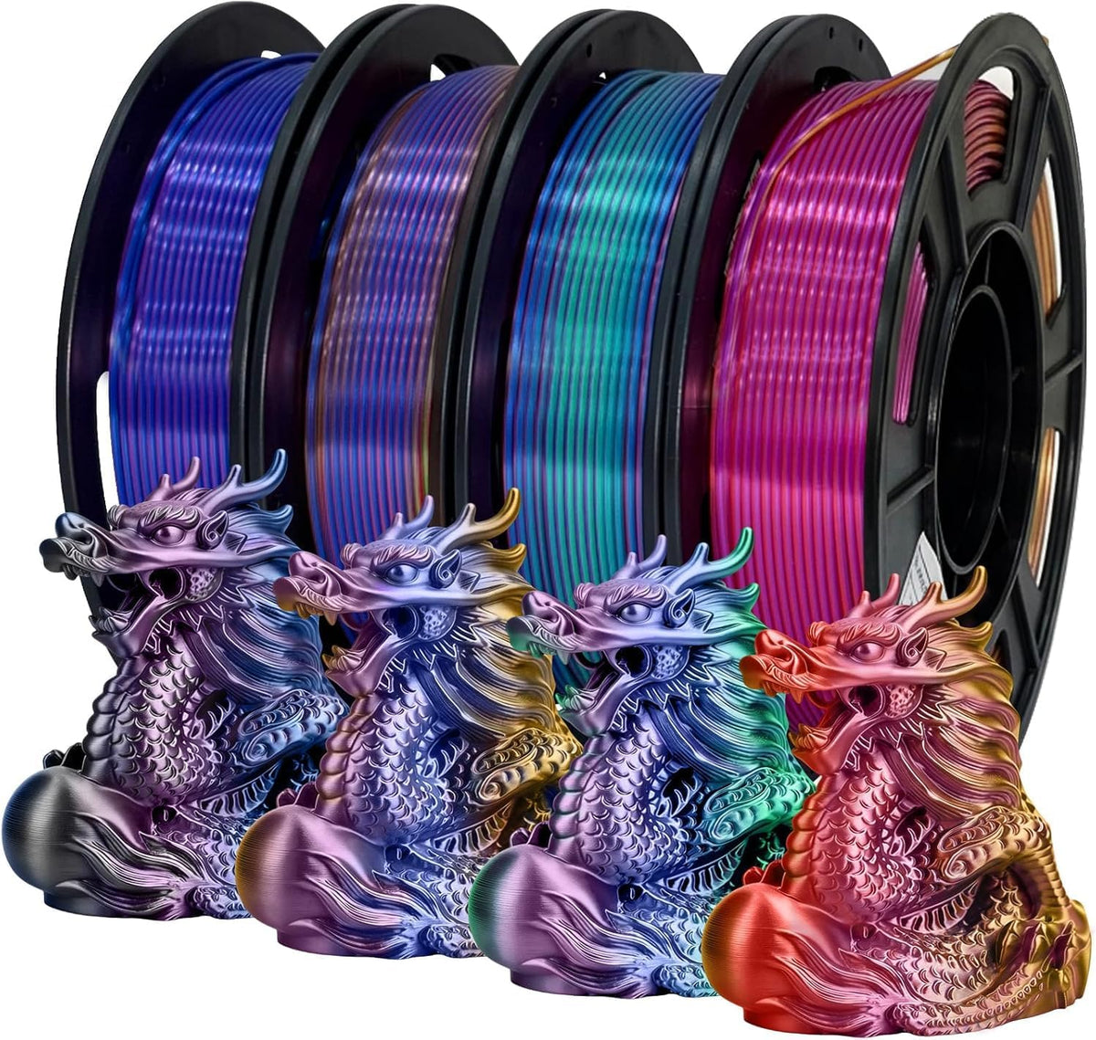 Frucindra Paquete de filamentos para impresora 3D de seda PLA+, tri...