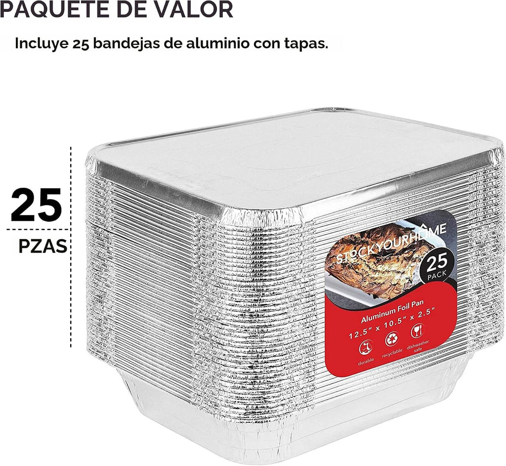 Sartenes de aluminio con tapas, sartenes de aluminio de 9 x 13 pulg...