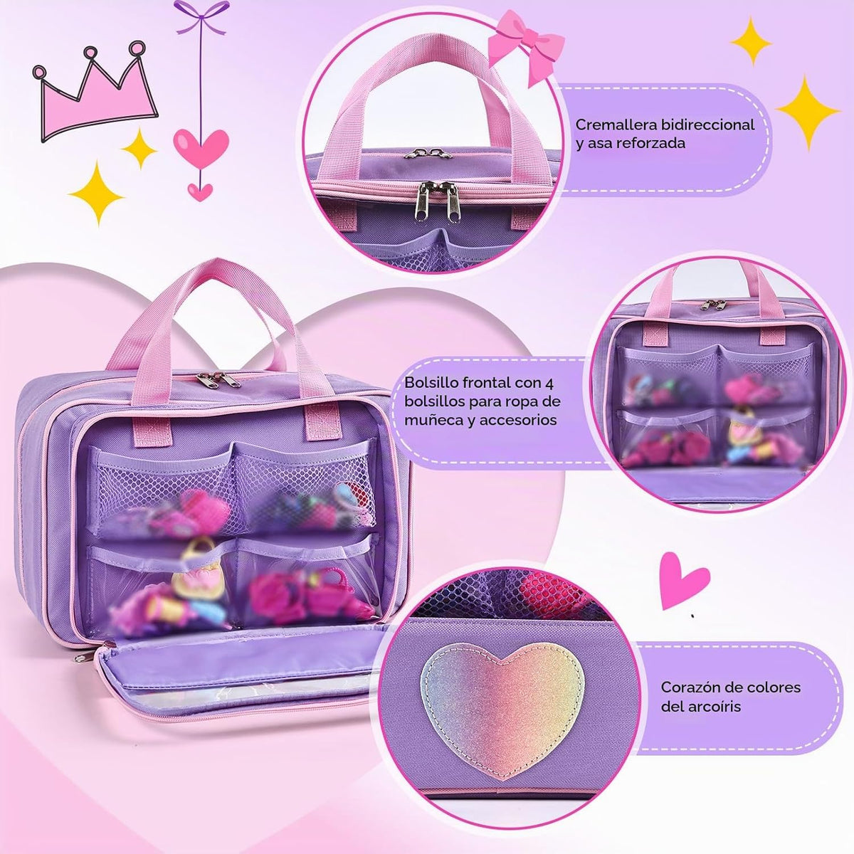 Craflakow Funda de transporte compatible con muñecas Barbie de 12 p...