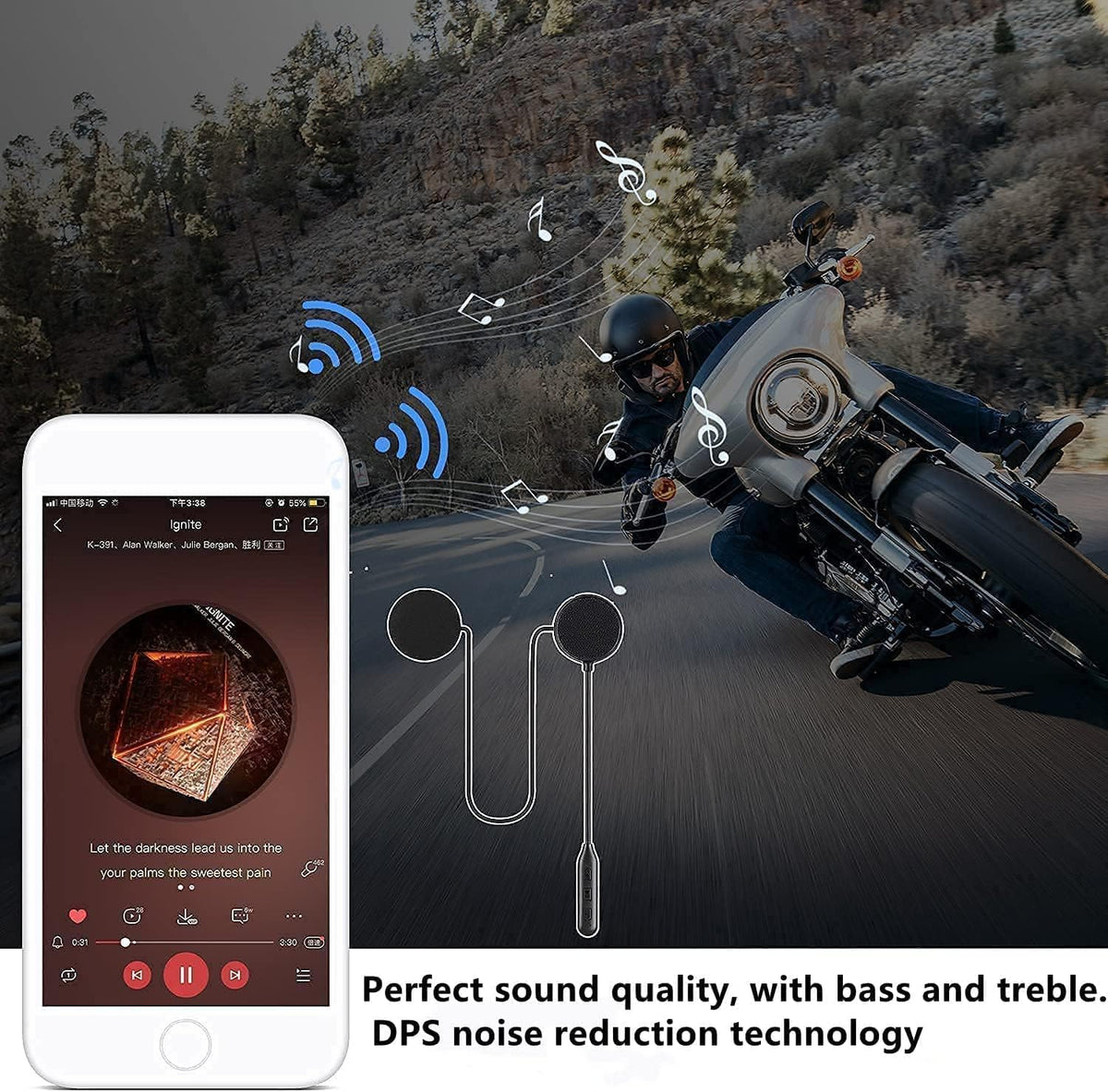 JZAQ Auriculares Bluetooth para casco de motocicleta, auriculares a...