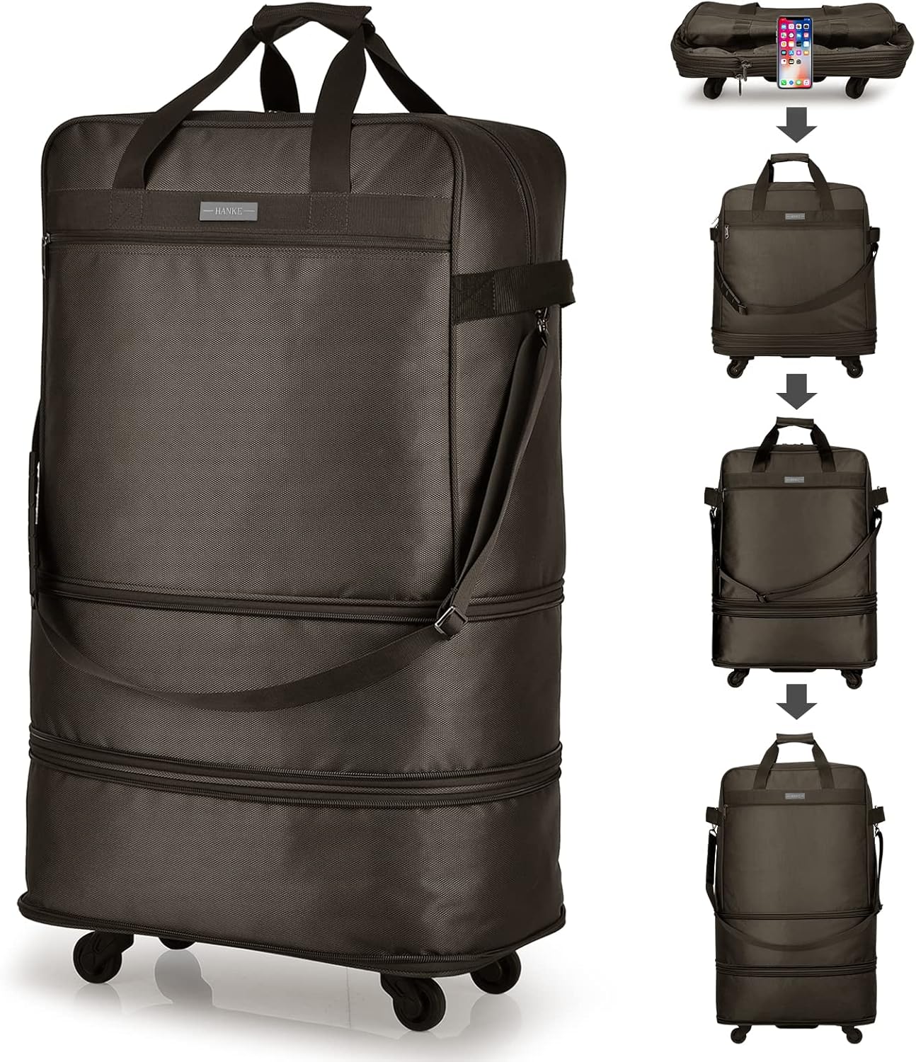 Maletas Hanke con ruedas, bolsa de equipaje plegable y expandible,...
