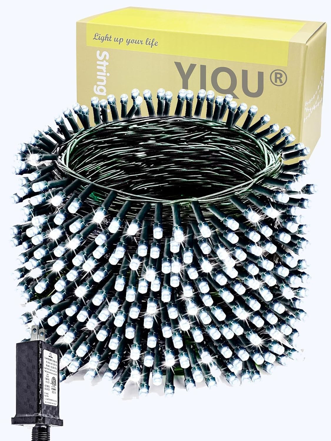 Guirnalda de 1000 luces LED, 330 pies, exterior, interior, cable ve...