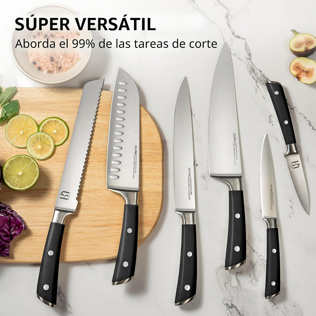 KnifeSaga Juego de cuchillos con bloque, juego de cuchillos de coci...
