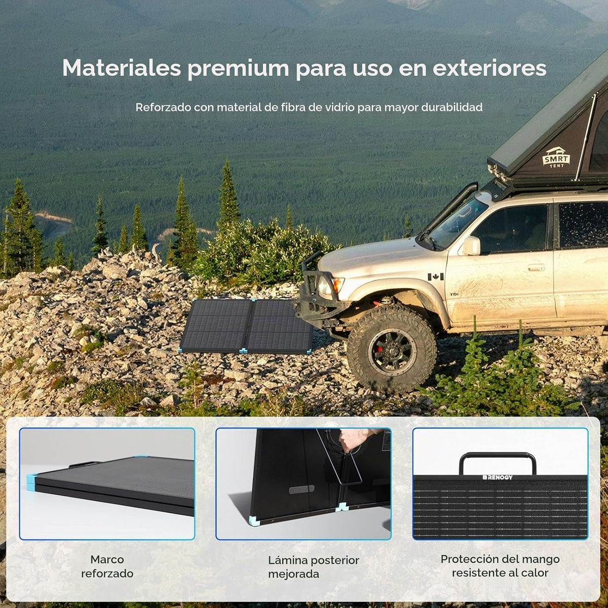 Panel solar portátil Renogy de 100 W, 25 % de alta eficiencia para...