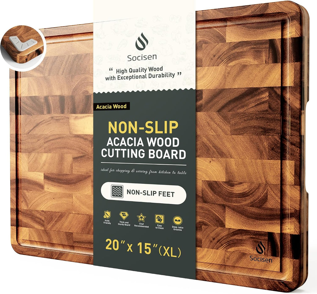 Tabla de cortar extra grande de madera de acacia con grano final pa...