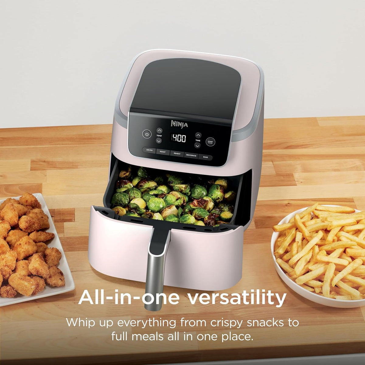 Ninja Air Fryer Pro, 5 cuartos de galón, 5 en 1, rosa claro, AF142P...