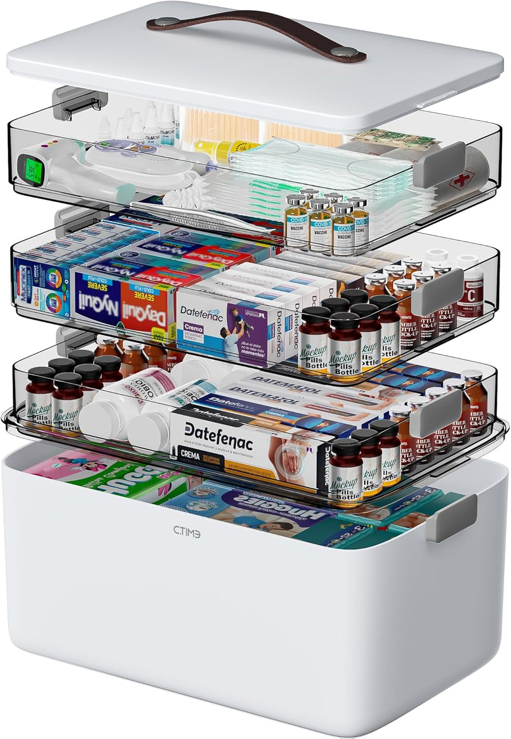 CTIME Organizador de medicamentos XL de 4 niveles \u2013 Botiquín p...