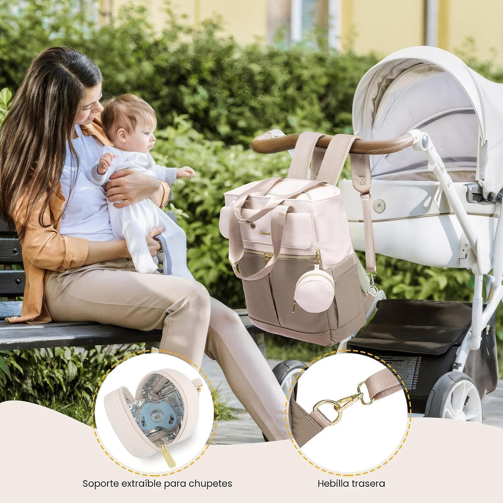 LOVEVOOK Mochila para Pañales, Bolsa de Pañales Tipo Tote con Bolsi...