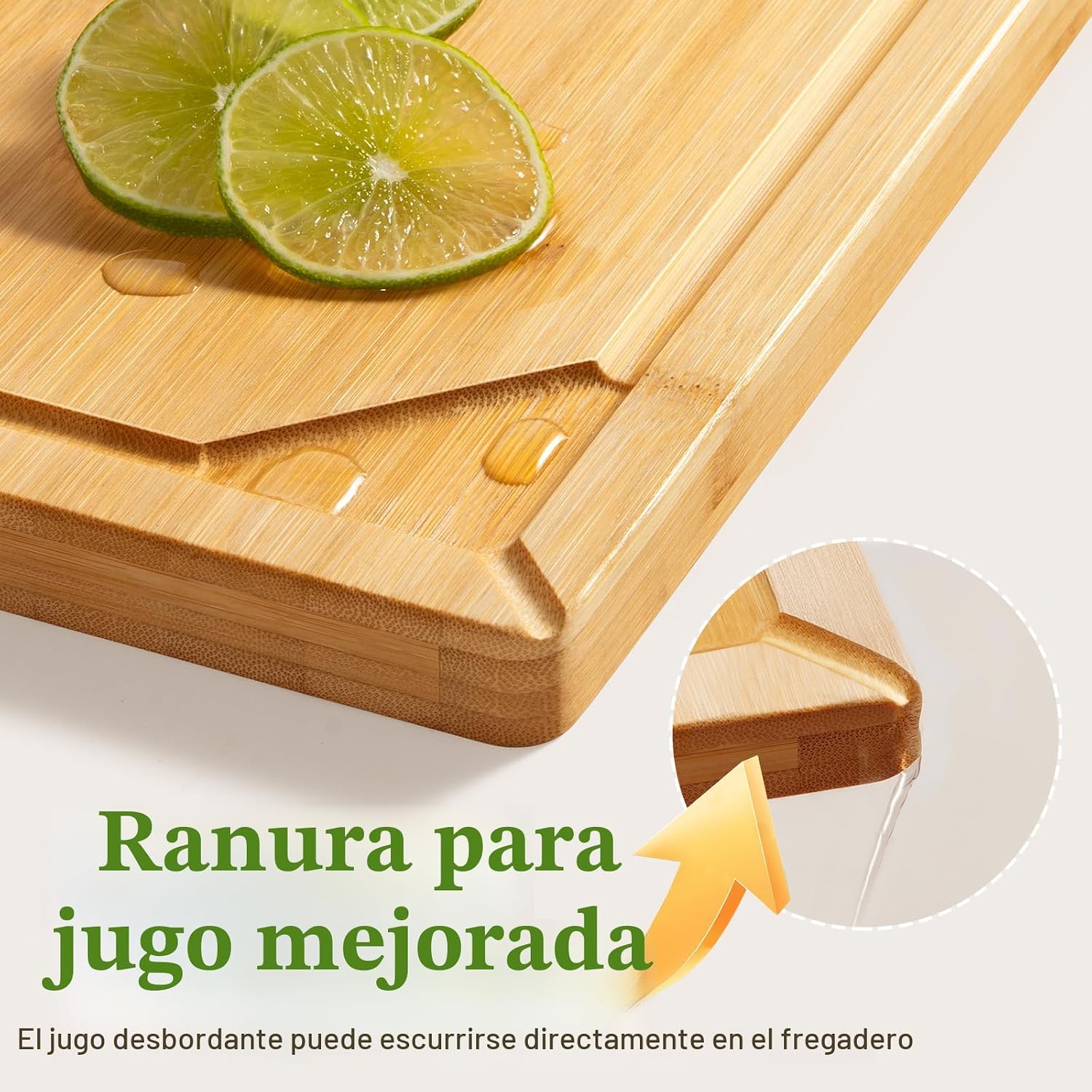 Kikcoin 3+1 tablas de cortar de bambú autodrenantes, tablas de cort...