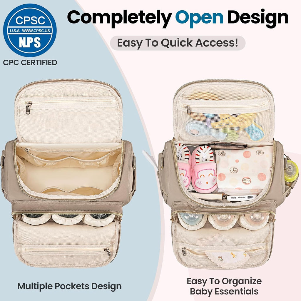 Tealari Mochila de pañales convertible 4 en 1, bolsa de pañales imp...