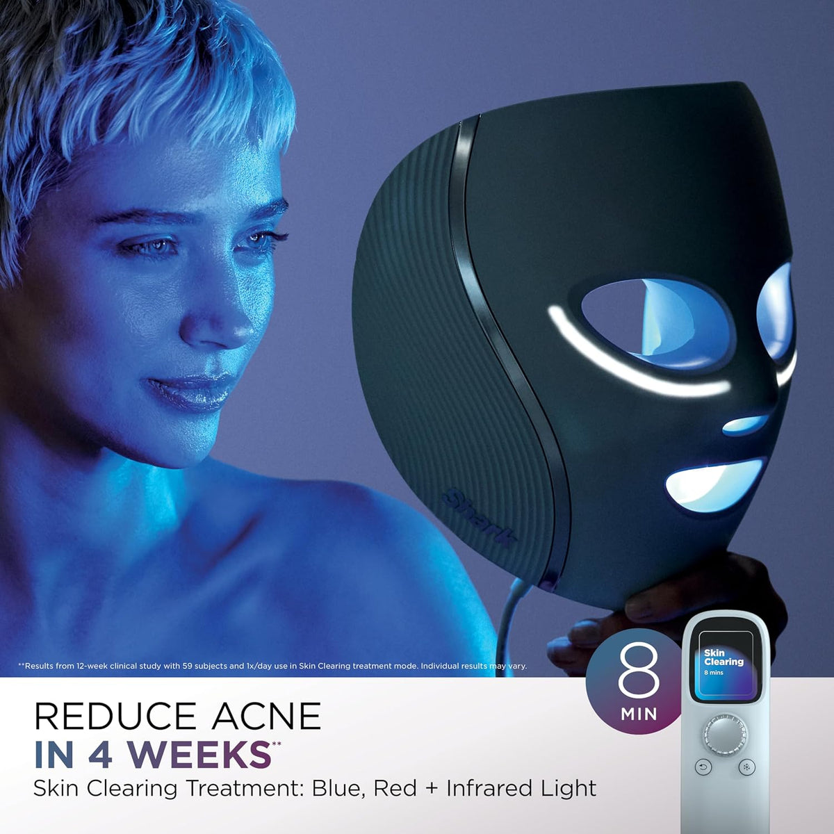 Mascarilla facial LED Shark CryoGlow, terapia de luz roja, enfriami...