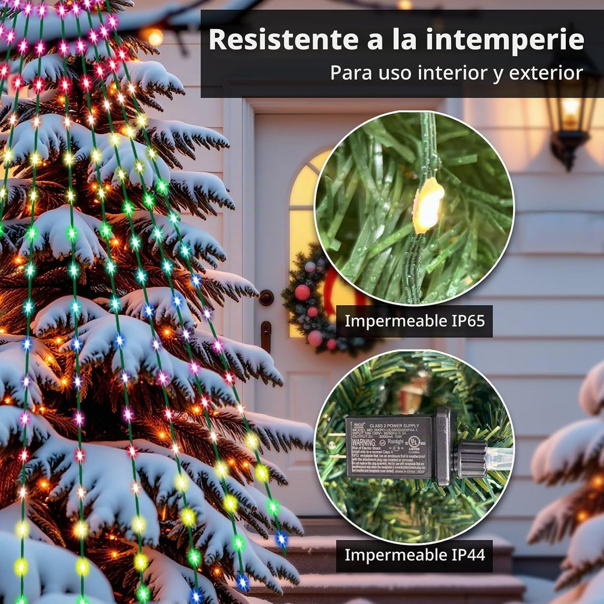 ROSE ME 200 luces LED para árbol de Navidad, 6.6 pies x 10 cuerdas,...