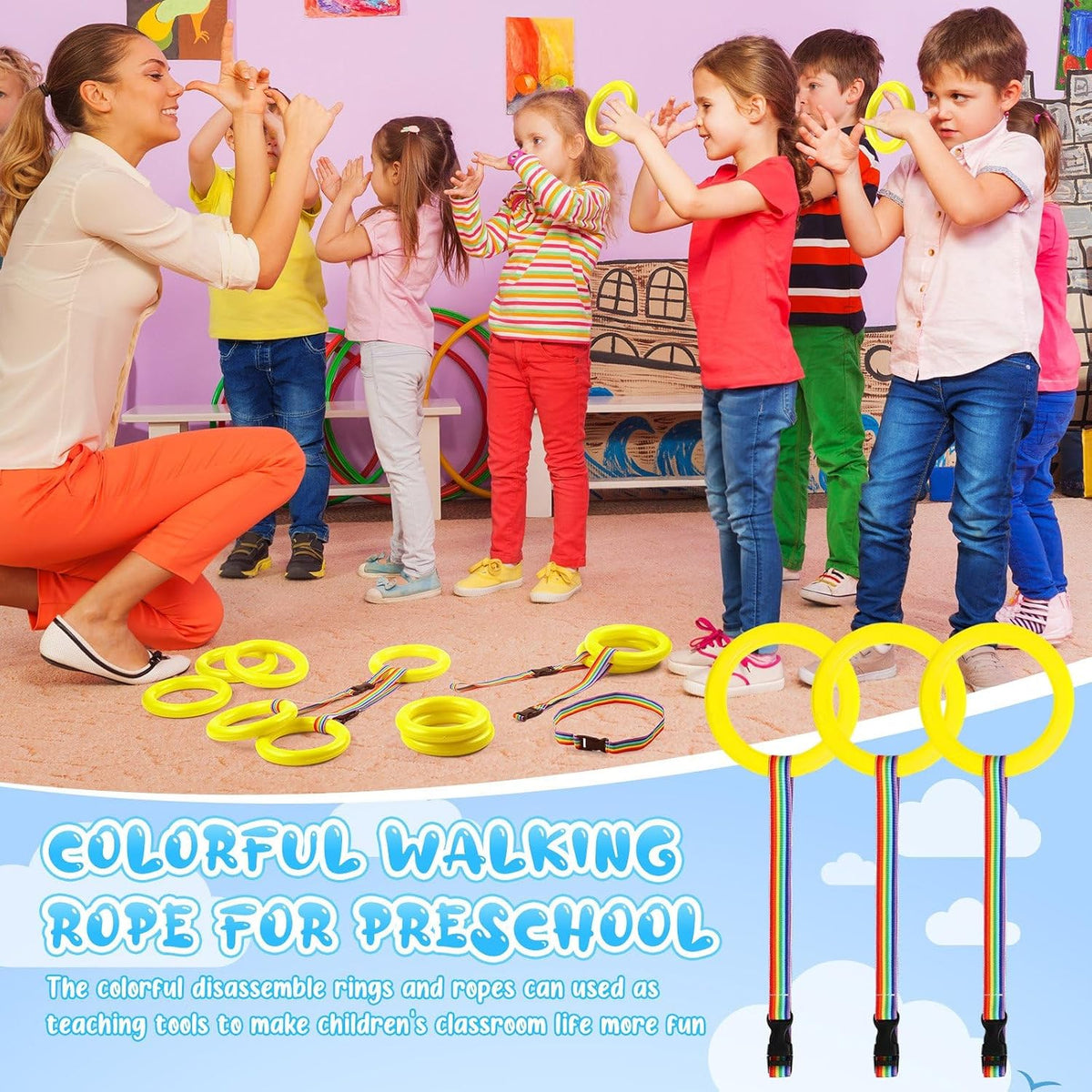 Tatuo Juego de 12 cuerdas para caminar para niños pequeños en edad...