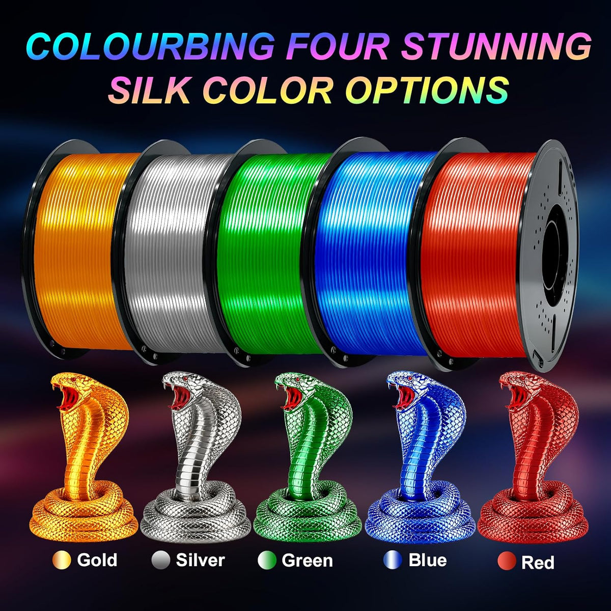 Colourbing Filamento de impresora 3D PLA+ de seda preseca de 0.069...