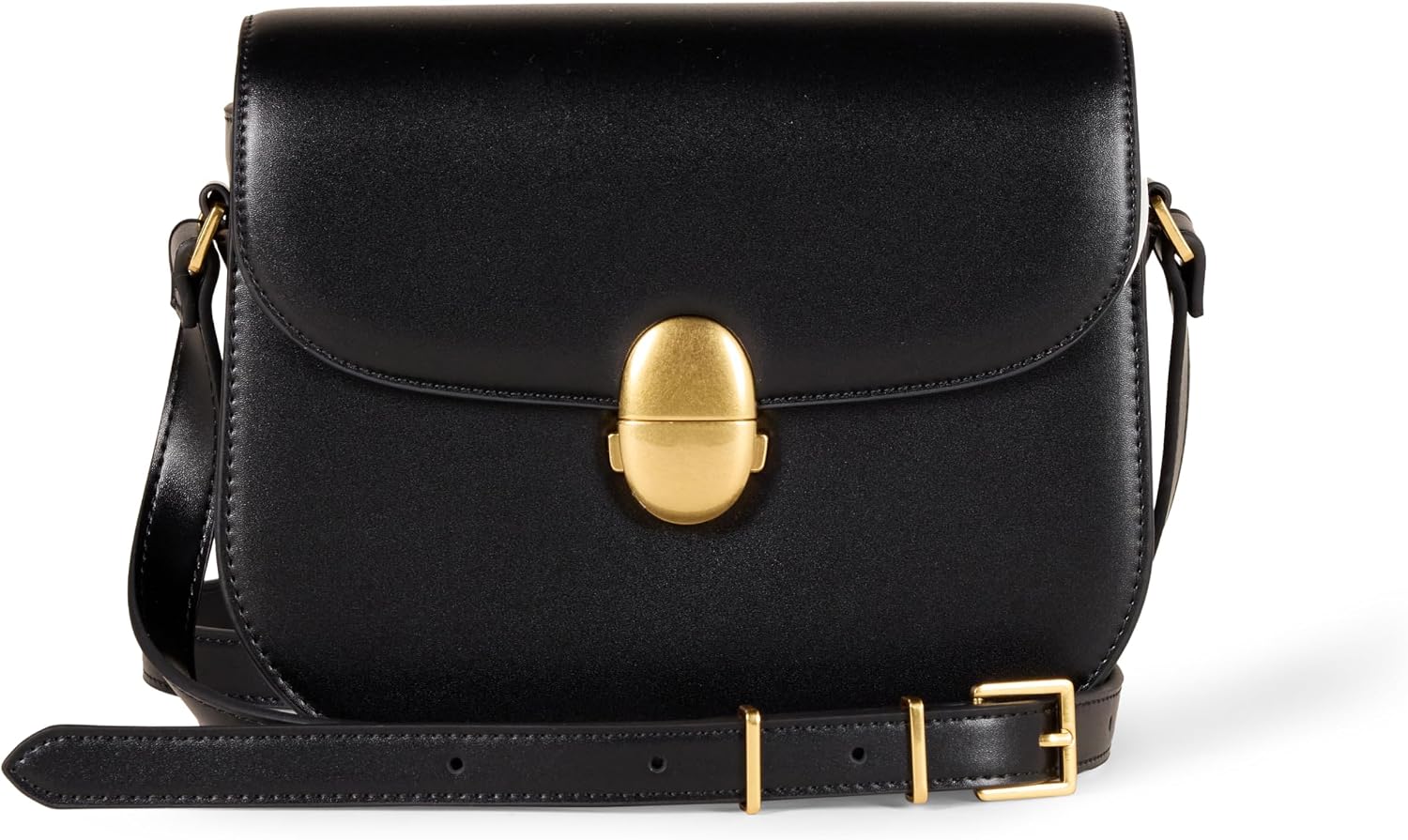 Bolso bandolera con solapa para mujer Amazon Essentials, con correa ajustable y bolsillo interior.