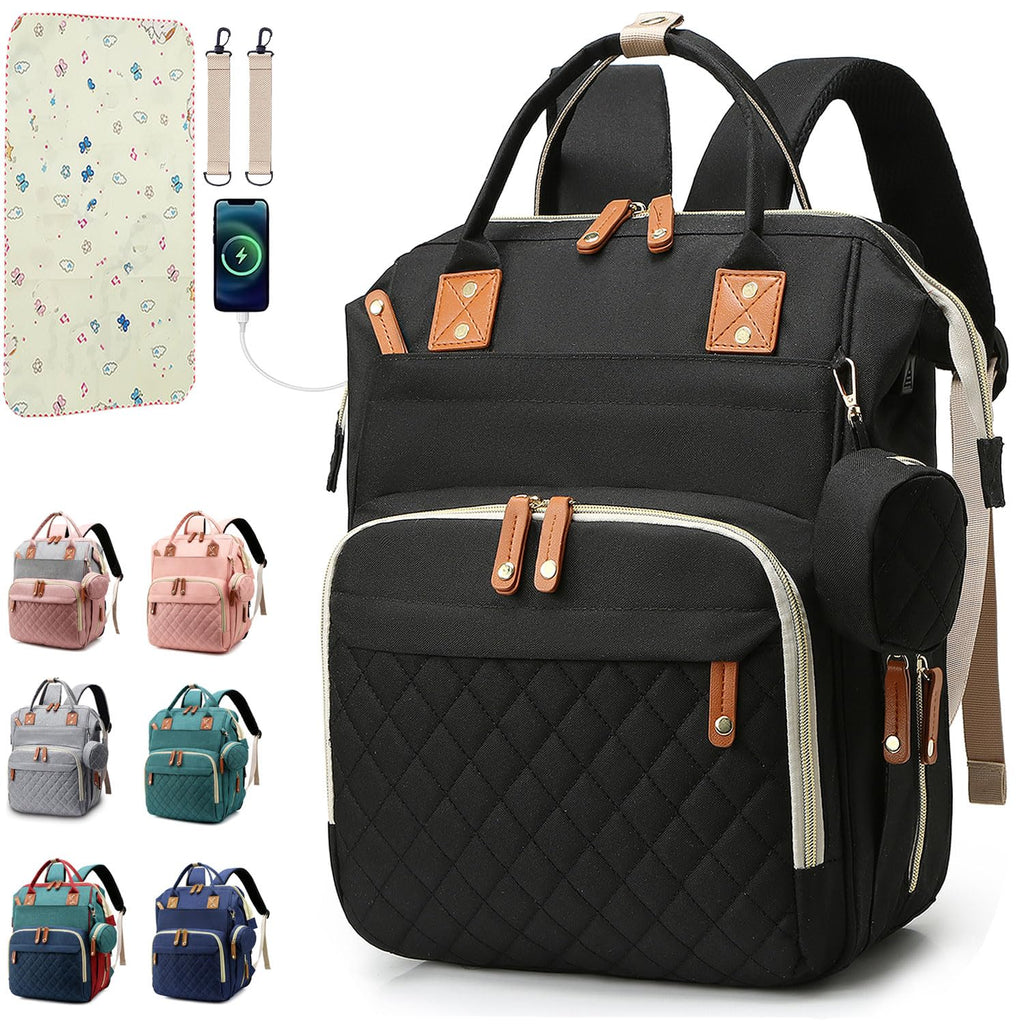 SHITIESHOU Bolsa de pañales mochila para bebé, bolsa de pañales par...