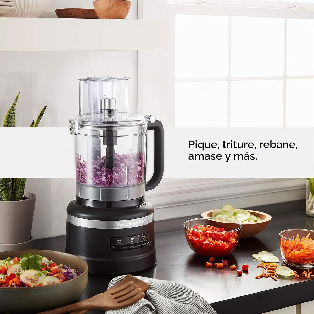 KitchenAid Procesador de alimentos de 13 tazas, negro mate y batido...
