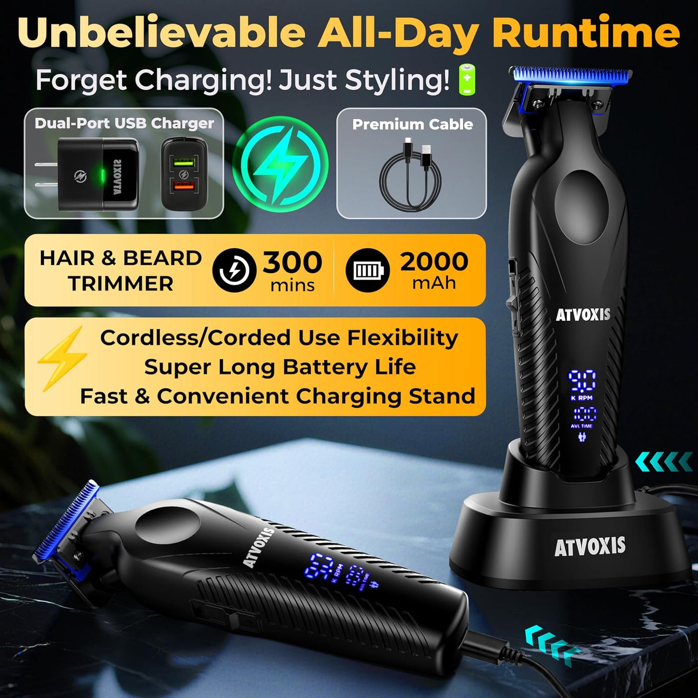 ATVOXIS Zero Gap 9,000 RPM Profesional sin escobillas T Blade Recor...