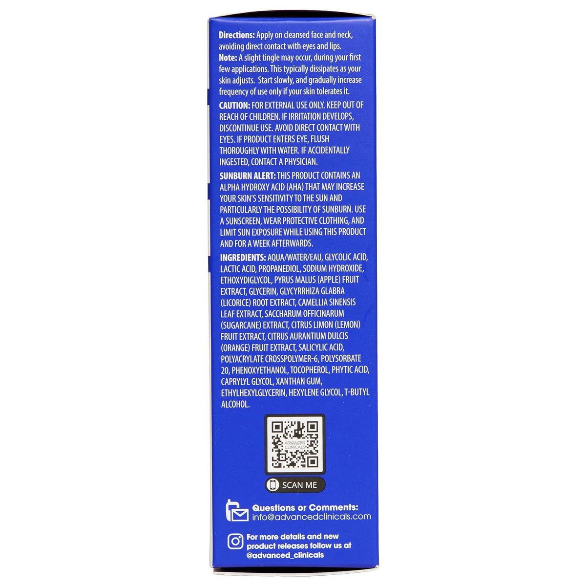 Advanced Clinicals - Suero exfoliante con ácido glicólico al 10% pa...