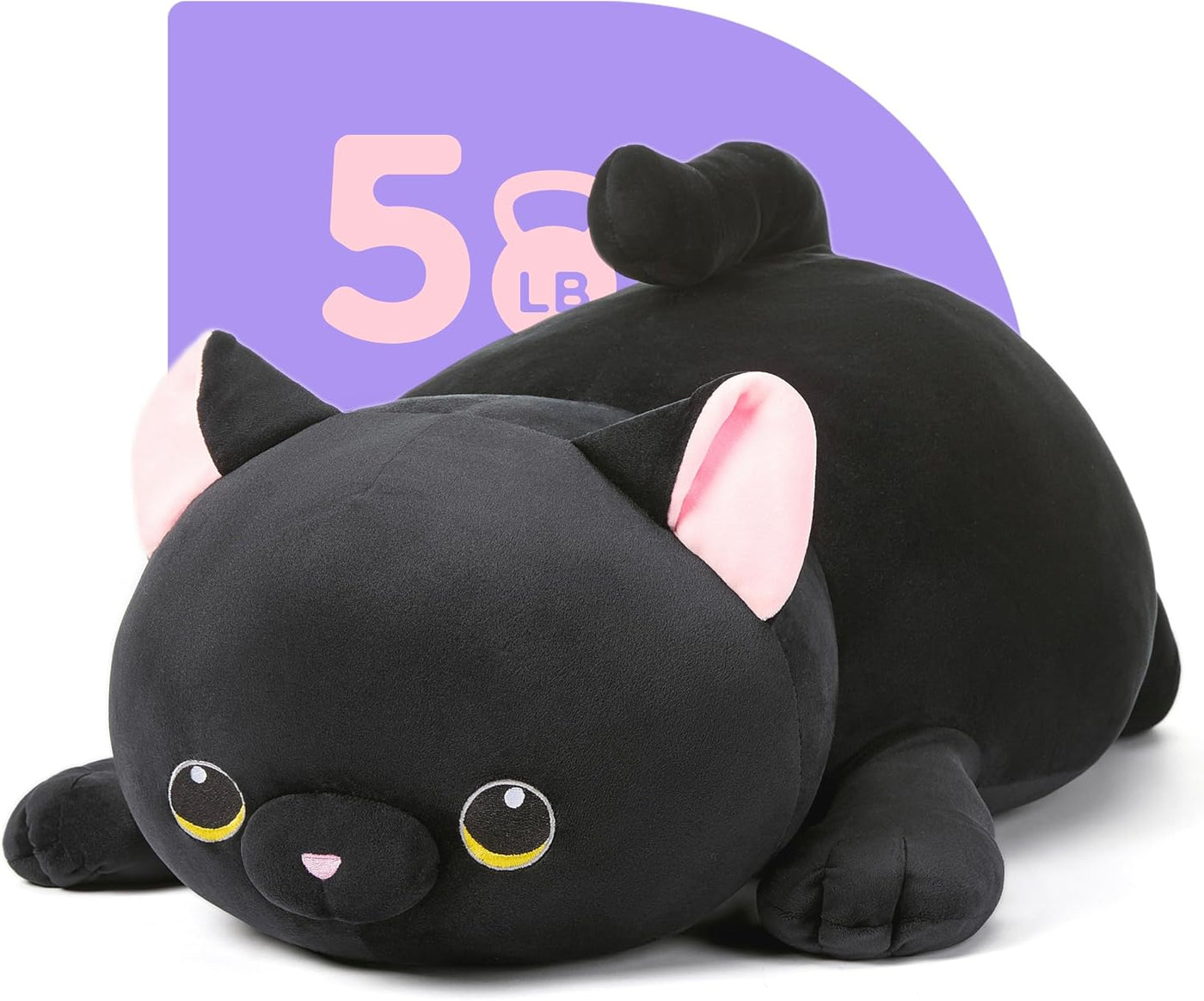 IKASA Juguete de peluche gigante de 5 libras con peso de gato negro...