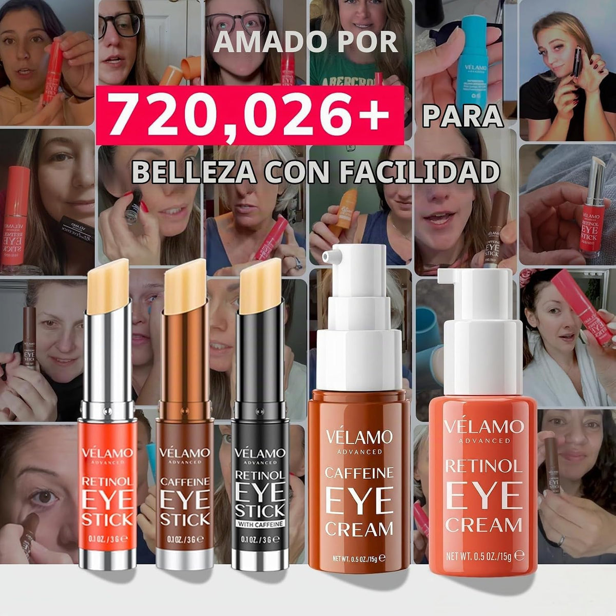 VELAMO ADVANCED Crema de ojos con cafeína y retinol Eye Stick Duo:...