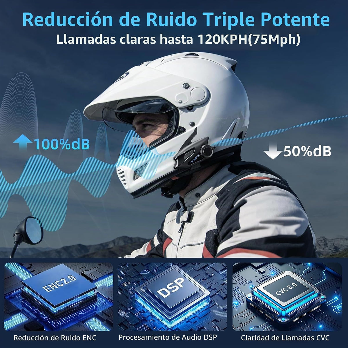 Auriculares Bluetooth para motocicleta con altavoces de casco de 1....