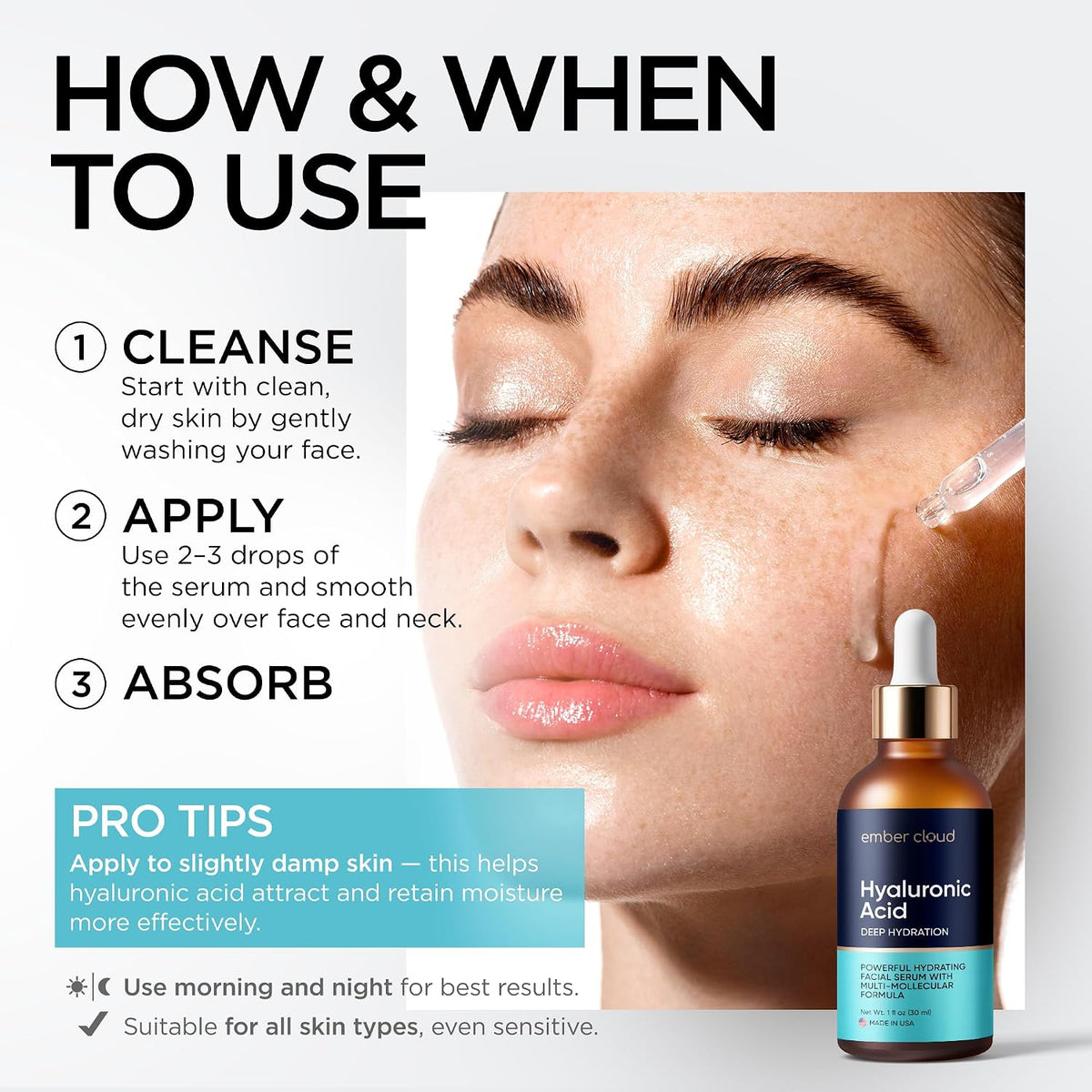 Ember Cloud Suero de ácido hialurónico para cara, cuello y labios d...