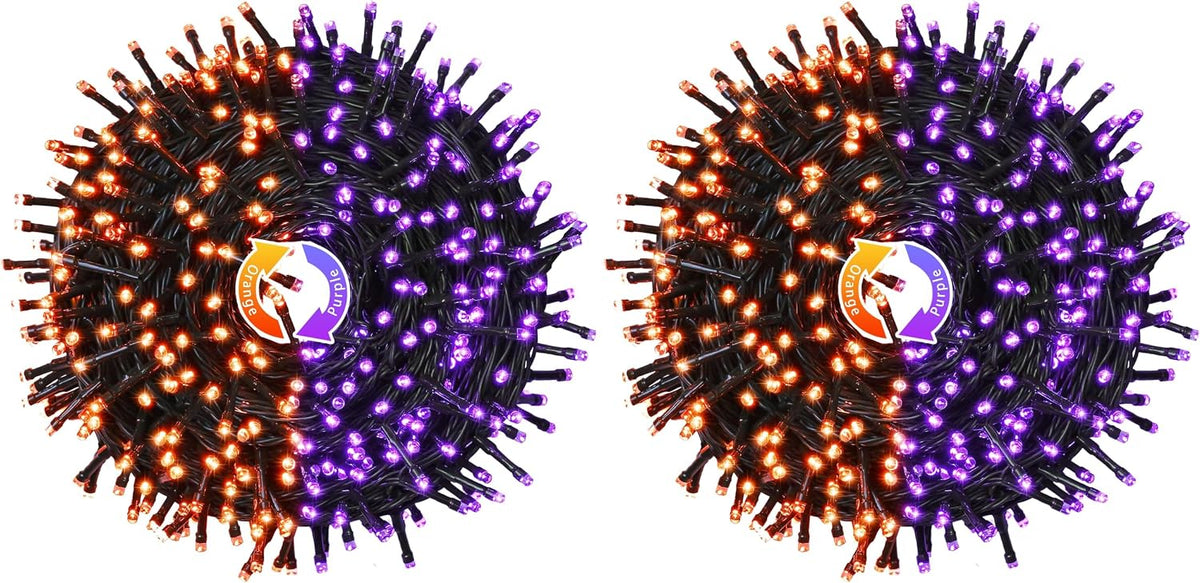 JMEXSUSS Guirnalda de 250 luces LED naranja y morado para interiore...