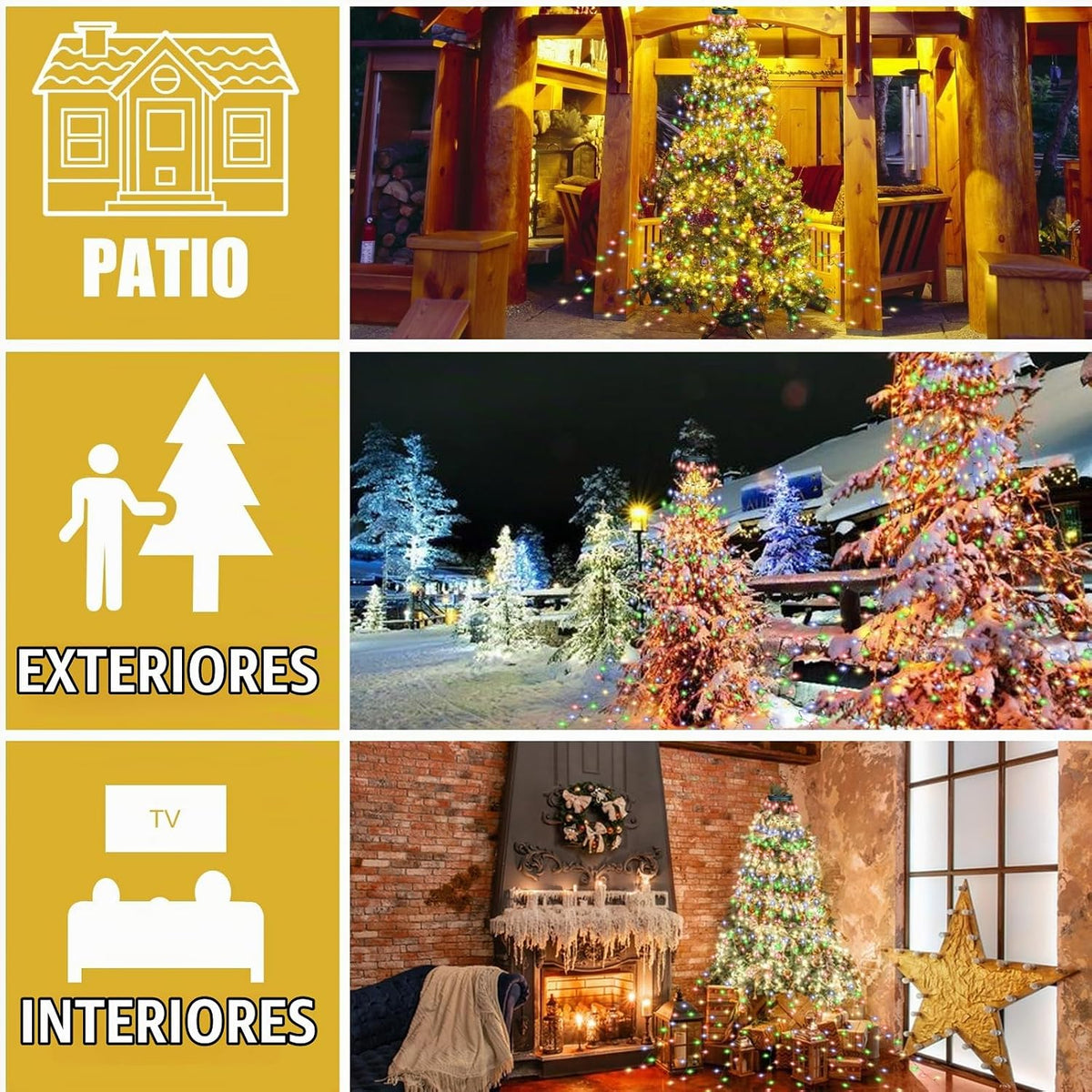 Janplay Guirnalda de luces para árbol de Navidad, 400 LED, 16 línea...