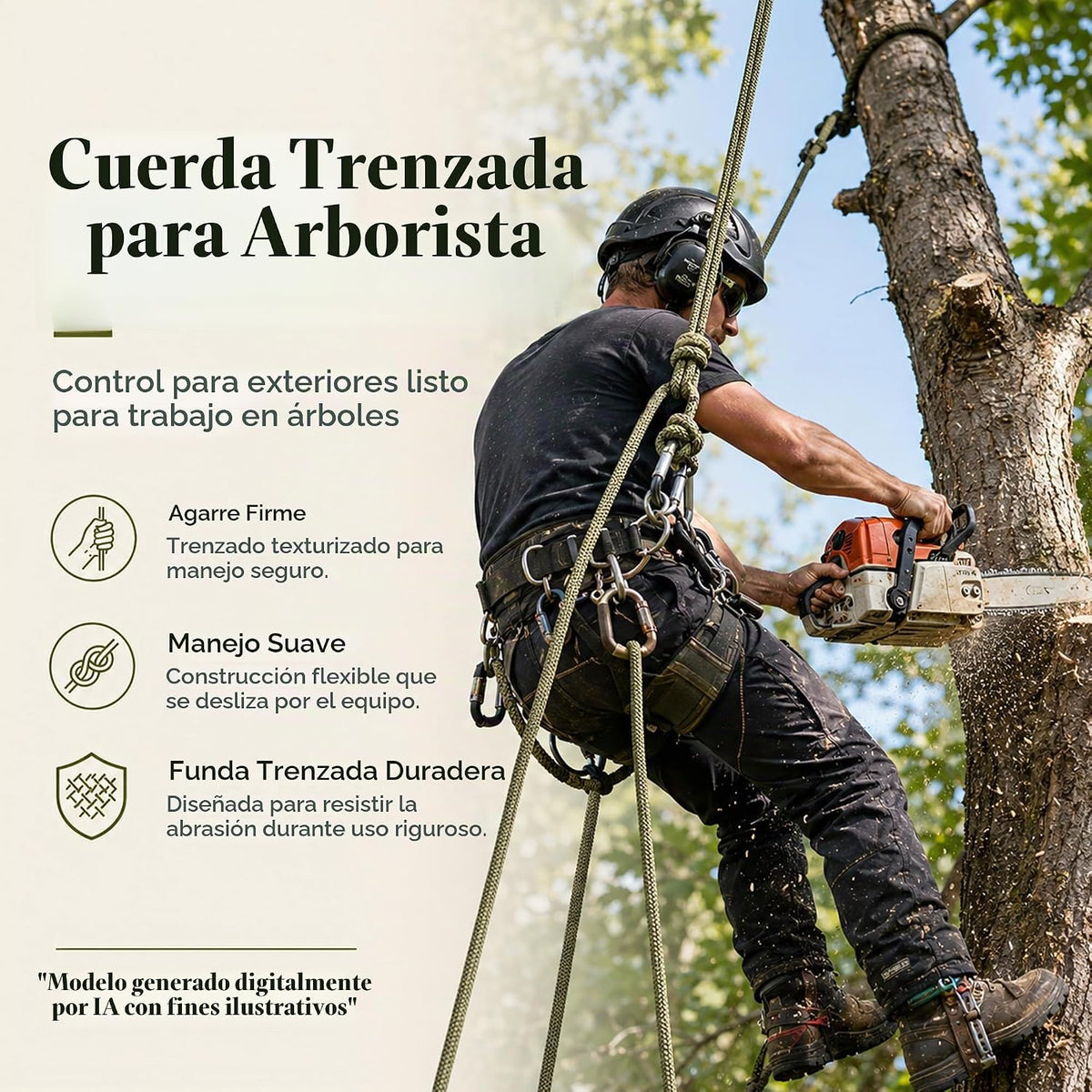 YUZENET Cuerda de arborista de poliéster trenzada (3\/8 pulgadas x...