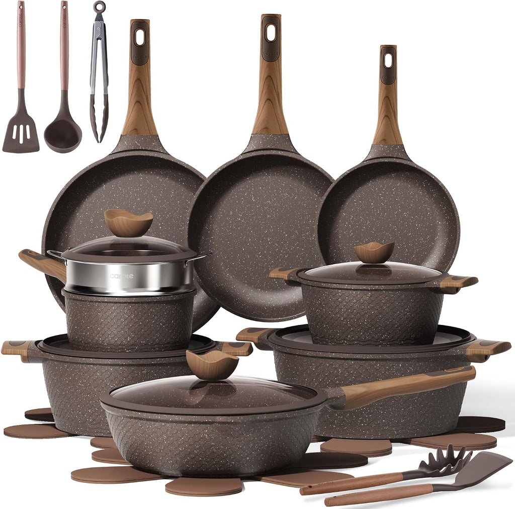 CAROTE Juego de 26 ollas y sartenes, juegos de utensilios de cocina...