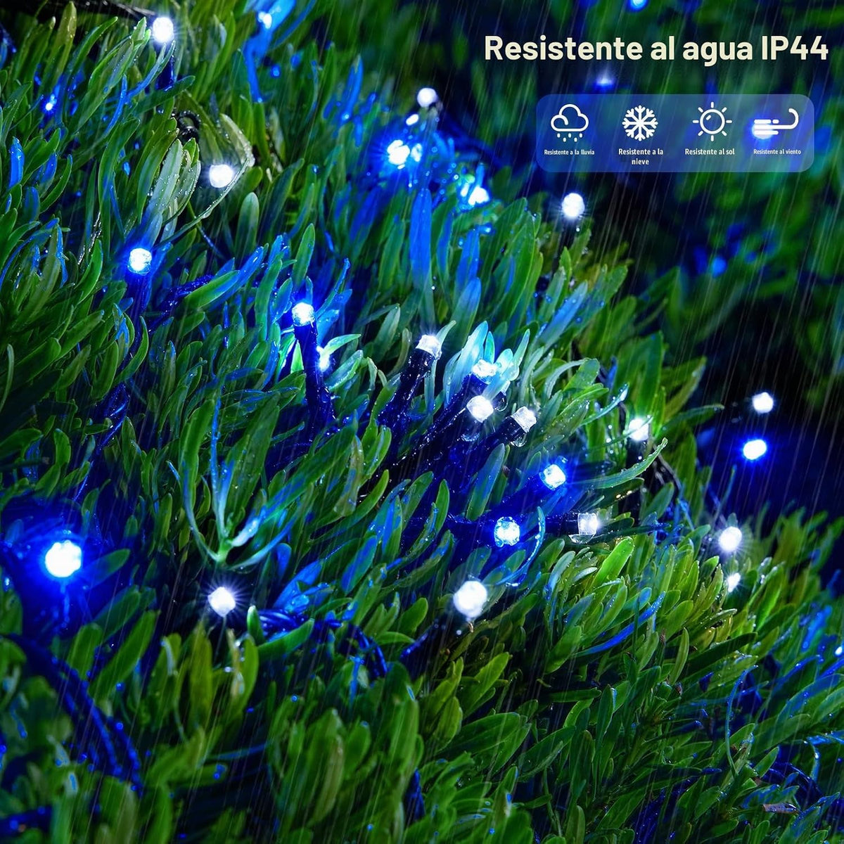 JMEXSUSS - 250 luces LED de Navidad azules y blancas, tira de luces...
