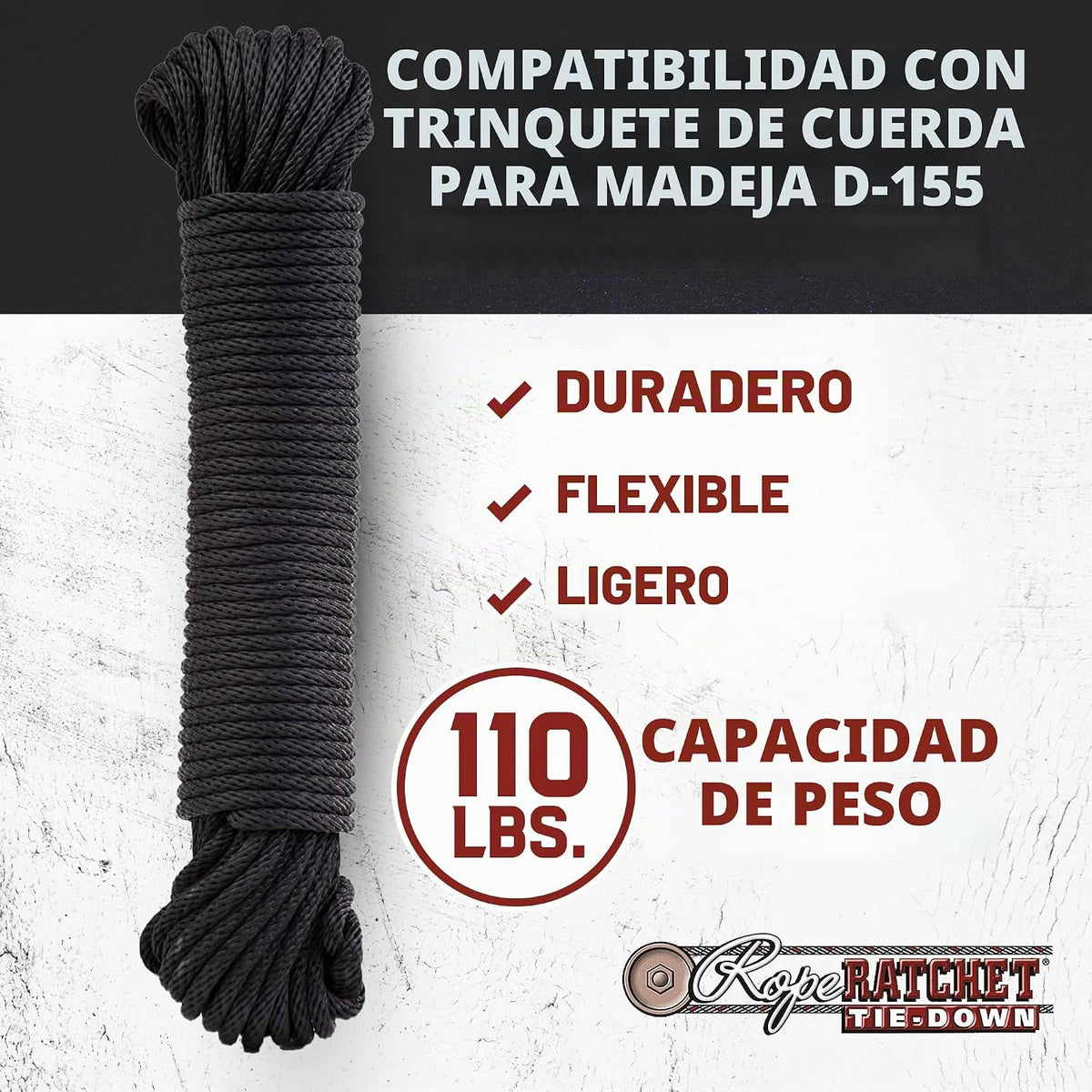 Rope Ratchet Cable de amarre 3\/16, cuerda de utilidad trenzada de...