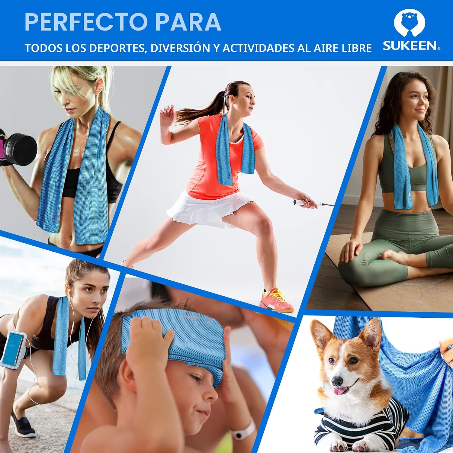 Sukeen Paquete de 4 toallas refrescantes (40 x 12 pulgadas), envolt...
