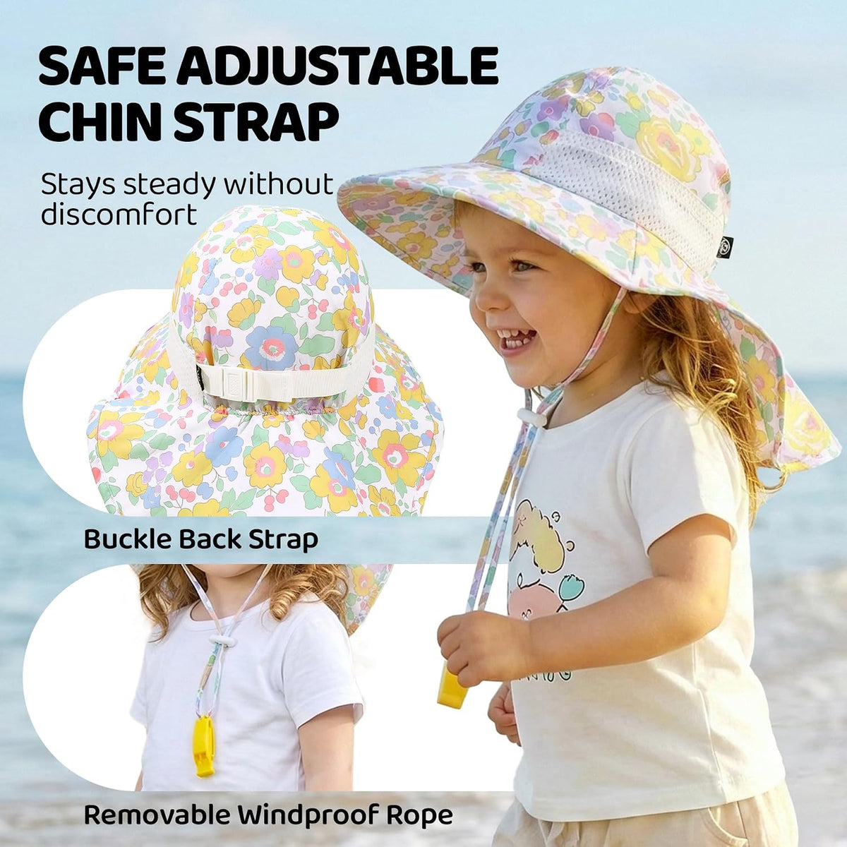 Sombrero para el sol para bebé con solapa para el cuello UPF 50+ pa...